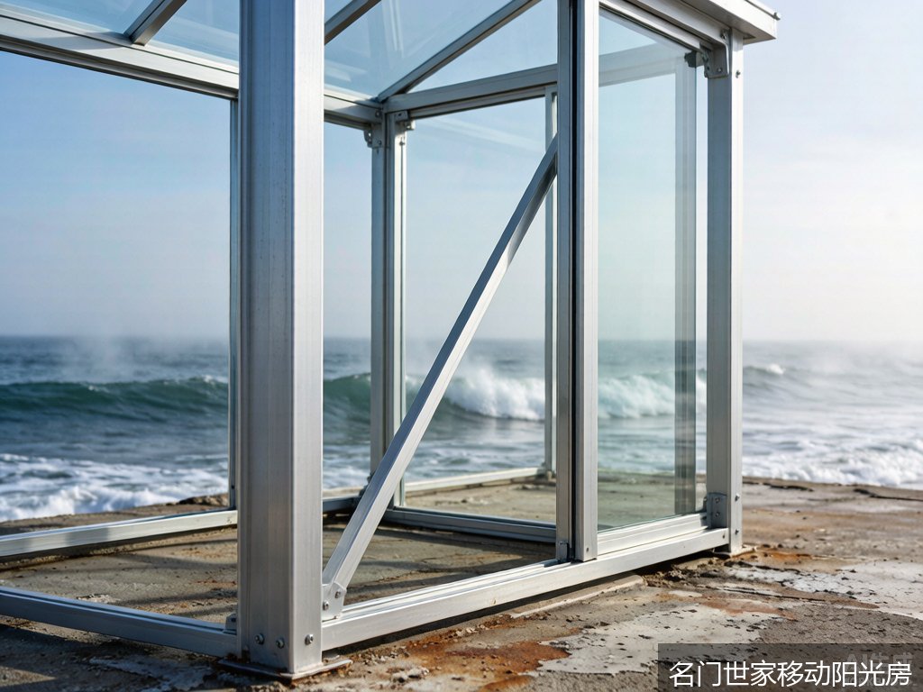 沿海台风盐雾带的移动阳光房框架细节