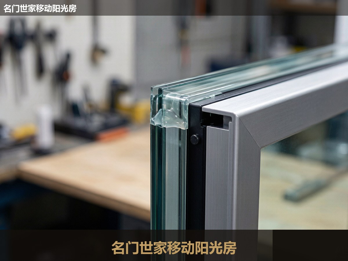 夹胶玻璃与铝合金型材细节
