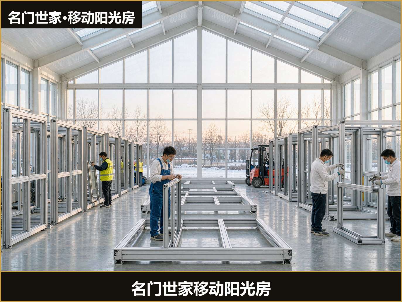 黄岛源头工厂车间里模块化预装与调试移动阳光房