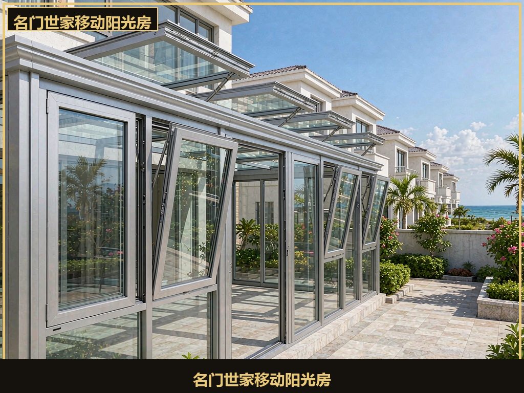 华南沿海庭院移动阳光房实景案例，可开合顶与侧窗应对回南天防潮